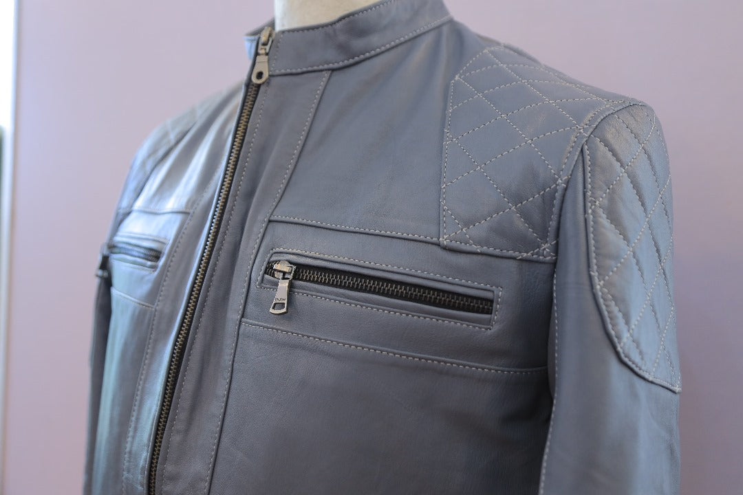 Slate Rider Leather Jacket – Contemporary Cafe Racer Style with Premium Leather